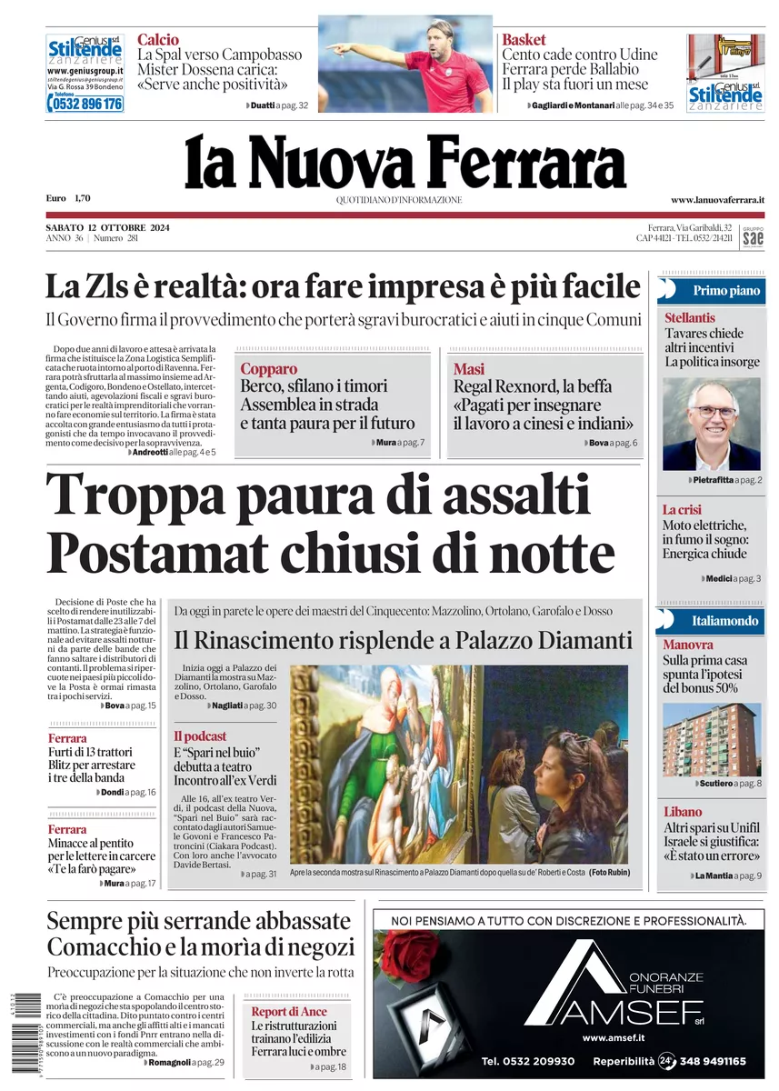 Prima-pagina-nuova ferrara-oggi-edizione-del-2024-10-12